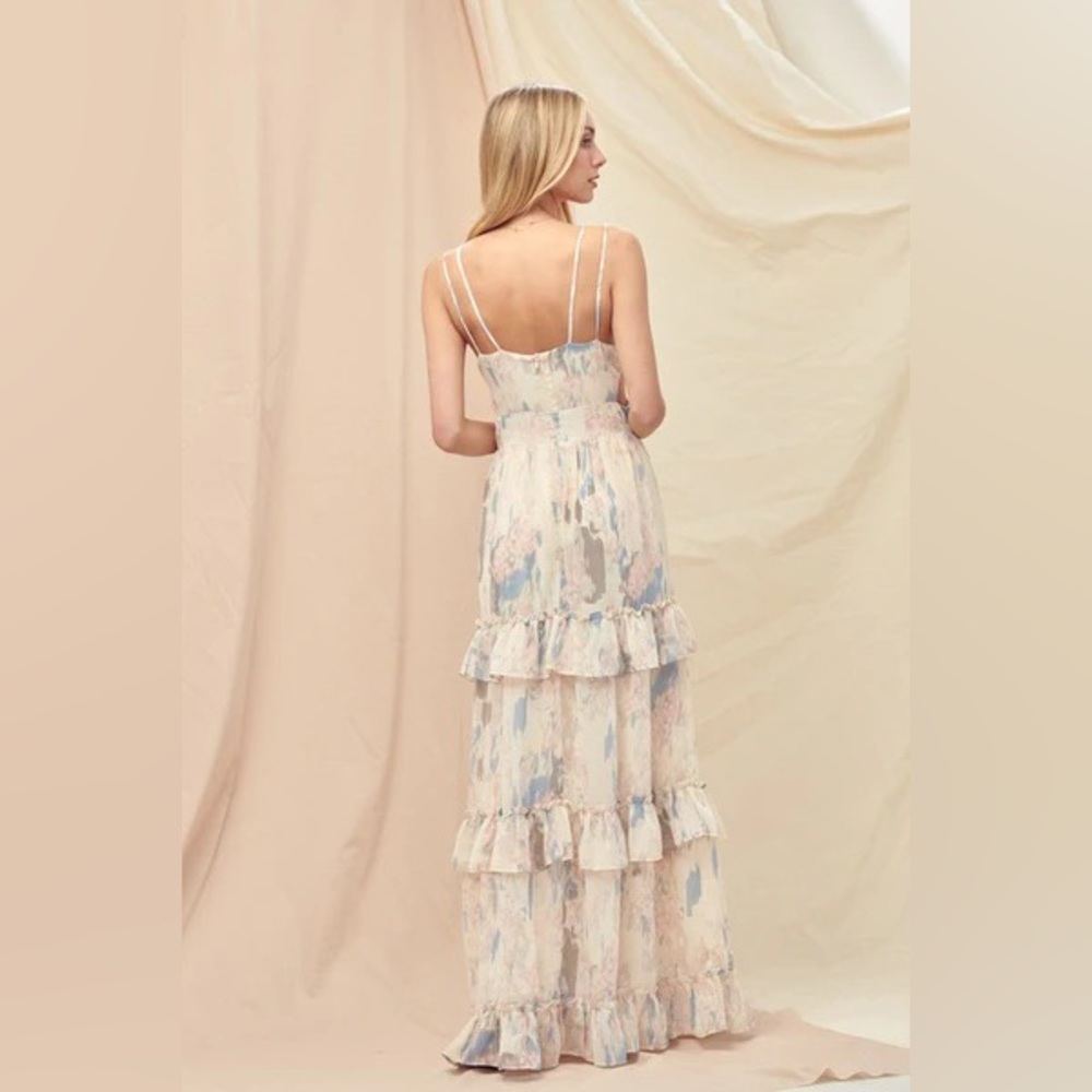 Fore Collection Daydreaming Floral Ruffle Maxi Dress Large - Picture 8 of 16